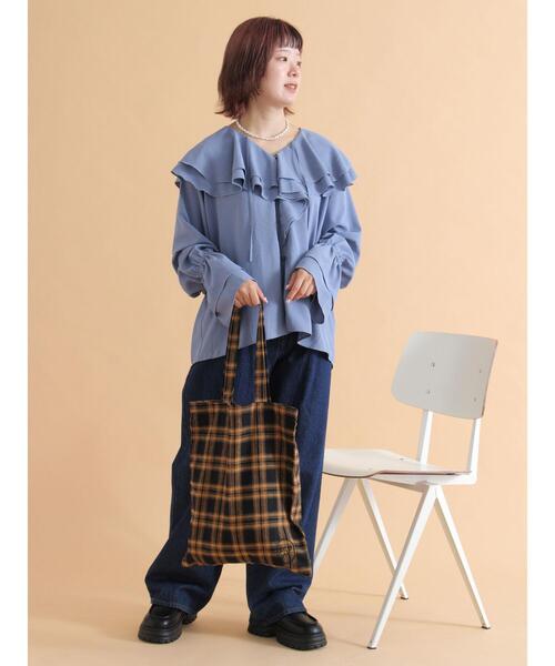 ehka sopo(エヘカソポ)の「チェックトートバッグ(ハンドバッグ・レディース・レッド/イエロー/ブルー/ブラック・F)」の9枚目の写真