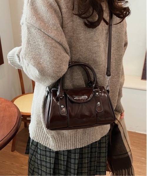 Burner(バーナー)の「【OKUOKU 0909】2WAY ミニボストン ショルダーバッグ oku-bag-23-33(ショルダーバッグ・レディース・ダークブラウン/ブラック/ワイン・FREE)」の1枚目の写真