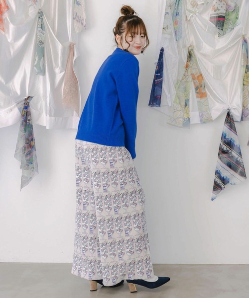 ScoLar（スカラー）の「ScoLar(スカラー) ネコパフェ柄 ベロアプリーツパンツ（その他パンツ・レディース・アイボリー・MEDIUM）」の6枚目の写真