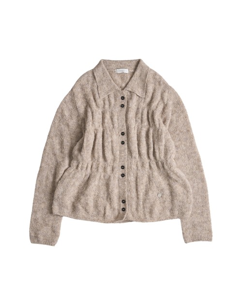 MUHET（ミュエータ）の「shirring knit shirt cardigan / シャーリングニットシャツカーディガン（カーディガン/ボレロ・レディース・ブラック/ベージュ/ブラウン・FREE）」の19枚目の写真