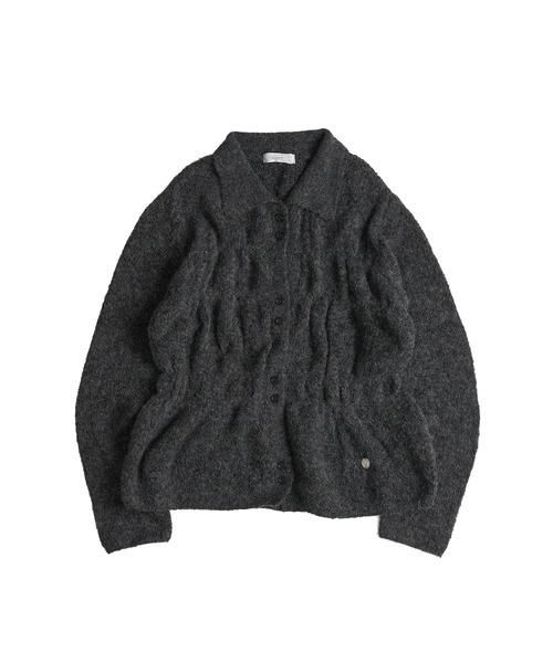 MUHET（ミュエータ）の「shirring knit shirt cardigan / シャーリングニットシャツカーディガン（カーディガン/ボレロ・レディース・ブラック/ベージュ/ブラウン・FREE）」の7枚目の写真