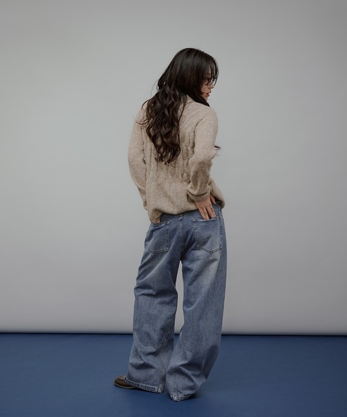 MUHET（ミュエータ）の「shirring knit shirt cardigan / シャーリングニットシャツカーディガン（カーディガン/ボレロ・レディース・ブラック/ベージュ/ブラウン・FREE）」の21枚目の写真