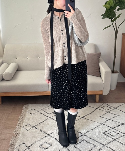 MUHET（ミュエータ）の「shirring knit shirt cardigan / シャーリングニットシャツカーディガン（カーディガン/ボレロ・レディース・ブラック/ベージュ/ブラウン・FREE）」の15枚目の写真