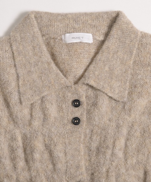 MUHET（ミュエータ）の「shirring knit shirt cardigan / シャーリングニットシャツカーディガン（カーディガン/ボレロ・レディース・ブラック/ベージュ/ブラウン・FREE）」の9枚目の写真