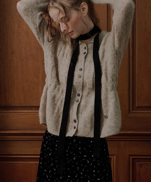 shirring knit shirt cardigan / シャーリングニットシャツ