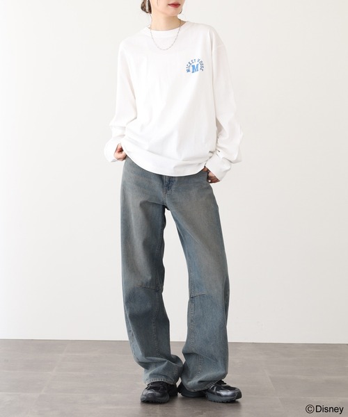 ATELANE(アテレーン)の「DISNEY ミッキーマウス L/SプリントTEE(Tシャツ/カットソー・メンズ・ブラック/ホワイト/ネイビー・L/XL/M)」の16枚目の写真