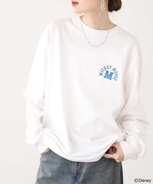 ATELANE(アテレーン)の「DISNEY ミッキーマウス L/SプリントTEE(Tシャツ/カットソー・メンズ・ブラック/ホワイト/ネイビー・L/XL/M)」の13枚目の写真