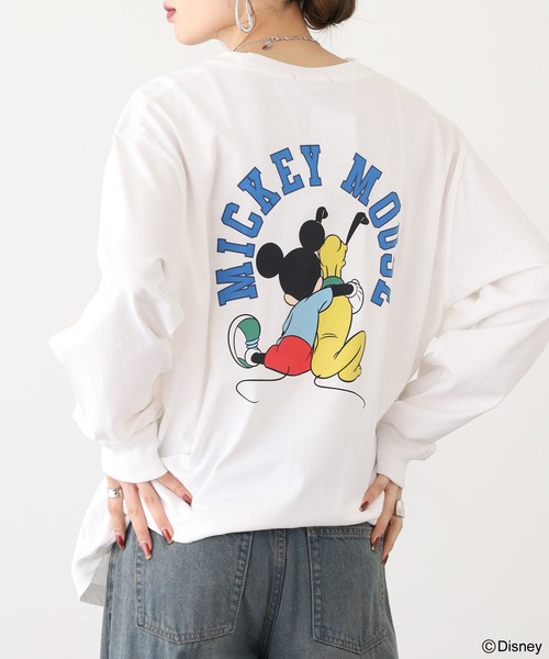 ATELANE(アテレーン)の「DISNEY ミッキーマウス L/SプリントTEE(Tシャツ/カットソー・メンズ・ブラック/ホワイト/ネイビー・L/XL/M)」の15枚目の写真
