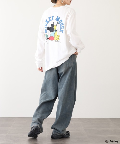 ATELANE(アテレーン)の「DISNEY ミッキーマウス L/SプリントTEE(Tシャツ/カットソー・メンズ・ブラック/ホワイト/ネイビー・L/XL/M)」の17枚目の写真