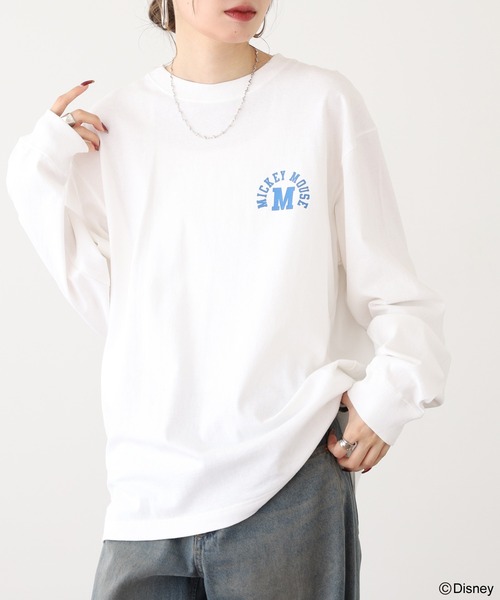 ATELANE(アテレーン)の「DISNEY ミッキーマウス L/SプリントTEE(Tシャツ/カットソー・メンズ・ブラック/ホワイト/ネイビー・L/XL/M)」の14枚目の写真