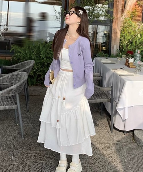 ADDITION STORE(アディションストア)の「\柔らか肌触り♪/リボン刺繍 ショート丈 カーデ/ニットカーデ(カーディガン/ボレロ・レディース・レッド/パープル/ブラック/サックスブルー/グレー/ライトイエロー・FREE)」の21枚目の写真