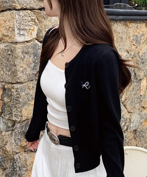 ADDITION STORE(アディションストア)の「\柔らか肌触り♪/リボン刺繍 ショート丈 カーデ/ニットカーデ(カーディガン/ボレロ・レディース・レッド/パープル/ブラック/サックスブルー/グレー/ライトイエロー・FREE)」の17枚目の写真