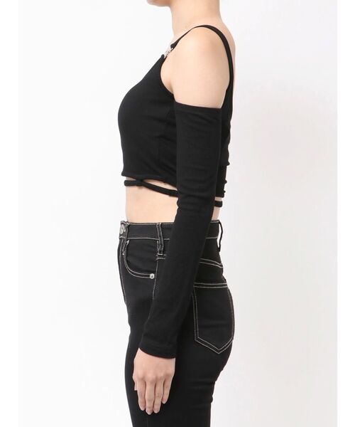 GYDA（ジェイダ）の「SymmetryGYDAウエストバインダートップス（Tシャツ/カットソー・レディース・ブラック/オフホワイト/パープル・FREE）」の10枚目の写真