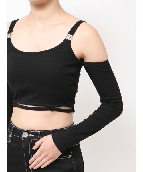 GYDA（ジェイダ）の「SymmetryGYDAウエストバインダートップス（Tシャツ/カットソー・レディース・ブラック/オフホワイト/パープル・FREE）」の13枚目の写真