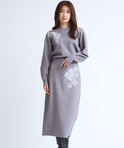 セール】レース刺繍ニットワンピース（ワンピース）｜NOELA（ノエラ