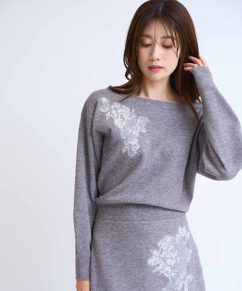 セール】レース刺繍ニットワンピース（ワンピース）｜NOELA（ノエラ