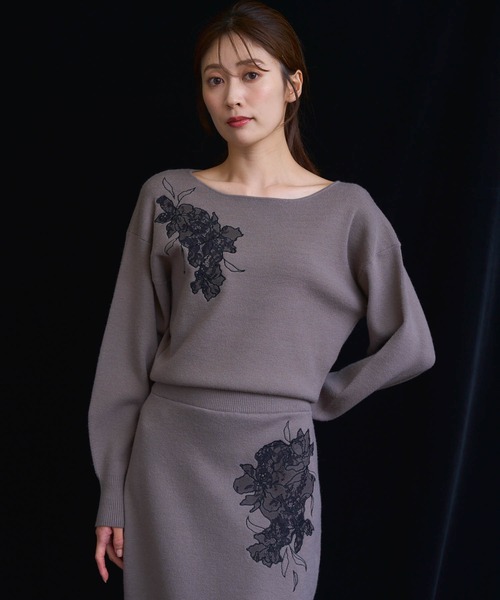 セール】レース刺繍ニットワンピース（ワンピース）｜NOELA（ノエラ