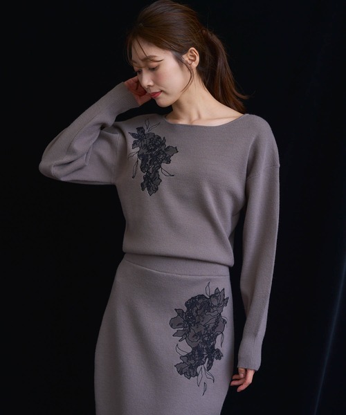 セール】レース刺繍ニットワンピース（ワンピース）｜NOELA（ノエラ