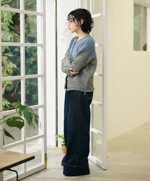 LAULEN（ローレン）の「wool blend nordic knit cardigan /ウールブレンドノルディック柄ニットカーディガン（カーディガン/ボレロ・レディース・グレー/アイボリー・FREE）」の12枚目の写真