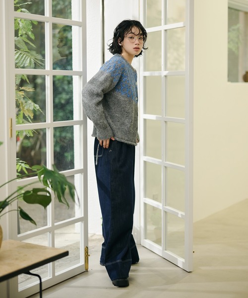 LAULEN（ローレン）の「wool blend nordic knit cardigan /ウールブレンドノルディック柄ニットカーディガン（カーディガン/ボレロ・レディース・グレー/アイボリー・FREE）」の14枚目の写真