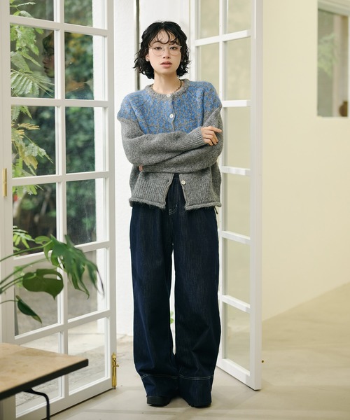 LAULEN（ローレン）の「wool blend nordic knit cardigan /ウールブレンドノルディック柄ニットカーディガン（カーディガン/ボレロ・レディース・グレー/アイボリー・FREE）」の15枚目の写真