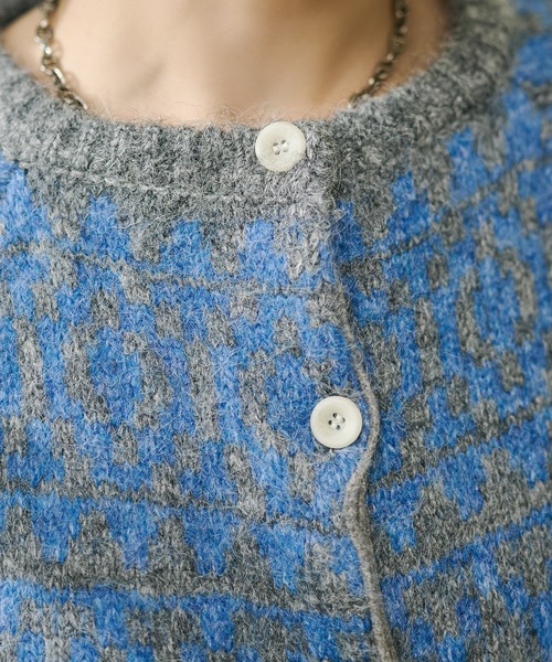 LAULEN（ローレン）の「wool blend nordic knit cardigan /ウールブレンドノルディック柄ニットカーディガン（カーディガン/ボレロ・レディース・グレー/アイボリー・FREE）」の17枚目の写真