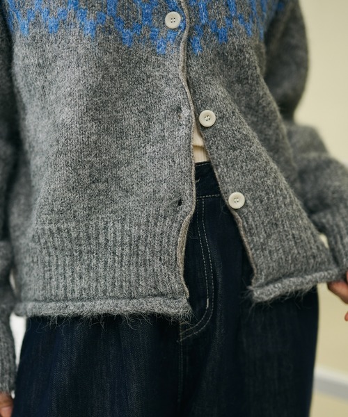 LAULEN（ローレン）の「wool blend nordic knit cardigan /ウールブレンドノルディック柄ニットカーディガン（カーディガン/ボレロ・レディース・グレー/アイボリー・FREE）」の18枚目の写真