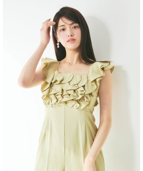 LANTINAM(ランティナム)の「Frill Design All in one(つなぎ/オールインワン・レディース・ブラック/ライトグリーン・MEDIUM/SMALL)」の2枚目の写真