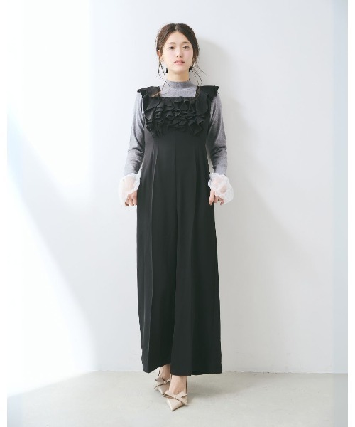 LANTINAM(ランティナム)の「Frill Design All in one(つなぎ/オールインワン・レディース・ブラック/ライトグリーン・MEDIUM/SMALL)」の3枚目の写真