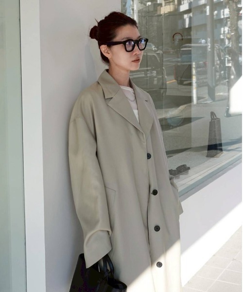 TODAYFUL（トゥデイフル）の「Wool100% Spring Coat（トレンチコート・レディース・セージグリーン/ブラック・36inch/38inch）」の4枚目の写真