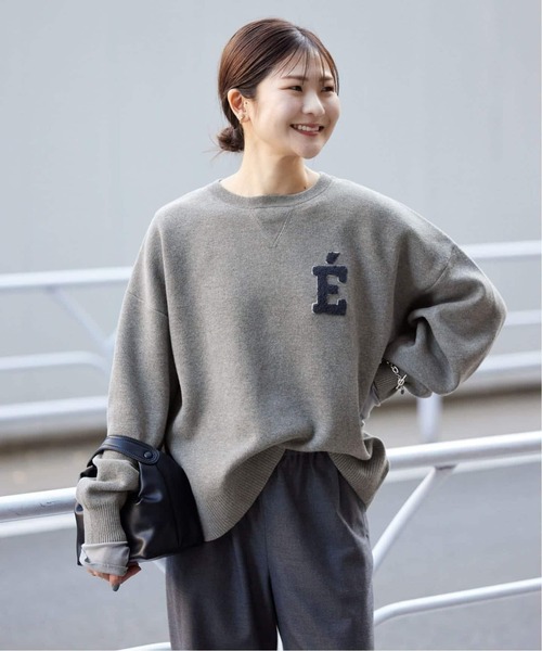 美品★SLOBE IENA サガラ刺繍スウェットライクニット グレー イエナ 追加2》サガラ刺繍スウェットライクニット（ニット/セーター）｜SLOBE