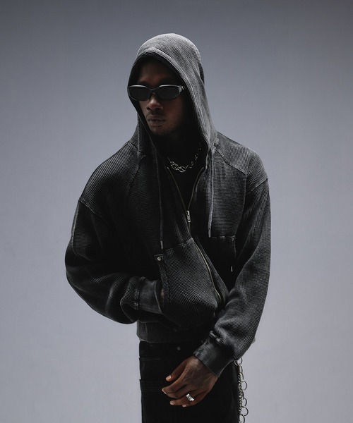 ANDER HUNK(アンダーハンク)の「Overdyed Thermal Zip-up Parker / オーバーダイサーマルジップアップパーカー(パーカー・メンズ・その他/ブラック・MEDIUM/LARGE)」の3枚目の写真