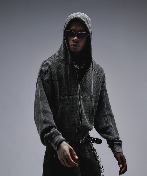 ANDER HUNK(アンダーハンク)の「Overdyed Thermal Zip-up Parker / オーバーダイサーマルジップアップパーカー(パーカー・メンズ・その他/ブラック・MEDIUM/LARGE)」の4枚目の写真