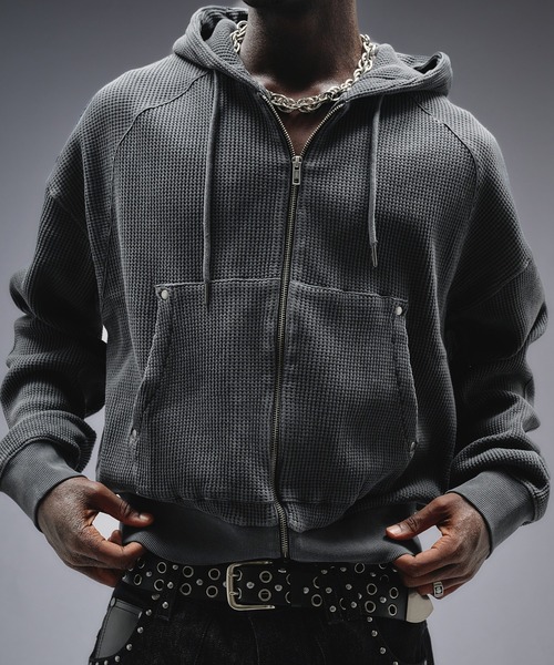 ANDER HUNK(アンダーハンク)の「Overdyed Thermal Zip-up Parker / オーバーダイサーマルジップアップパーカー(パーカー・メンズ・その他/ブラック・MEDIUM/LARGE)」の7枚目の写真