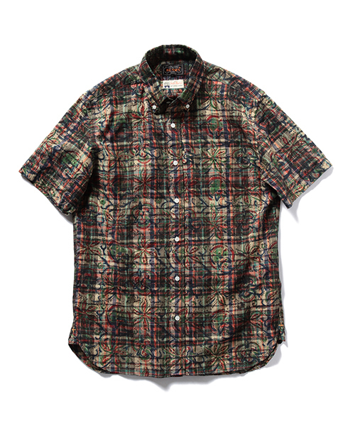 BEAMS PLUS（ビームスプラス）の「BEAMS PLUS / プリントマドラス ボタンダウンシャツ（シャツ/ブラウス・メンズ・ネイビー/グリーン/レッド・LARGE/SMALL/MEDIUM/X-LARGE）」の2枚目の写真