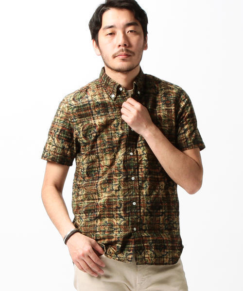 BEAMS PLUS（ビームスプラス）の「BEAMS PLUS / プリントマドラス ボタンダウンシャツ（シャツ/ブラウス・メンズ・ネイビー/グリーン/レッド・LARGE/SMALL/MEDIUM/X-LARGE）」の21枚目の写真