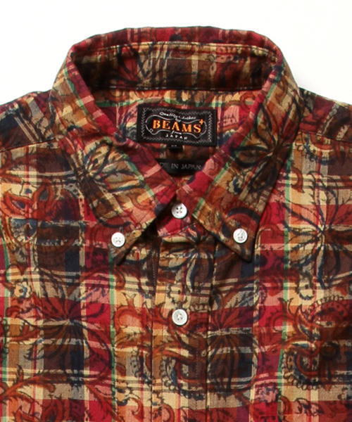 BEAMS PLUS（ビームスプラス）の「BEAMS PLUS / プリントマドラス ボタンダウンシャツ（シャツ/ブラウス・メンズ・ネイビー/グリーン/レッド・LARGE/SMALL/MEDIUM/X-LARGE）」の19枚目の写真
