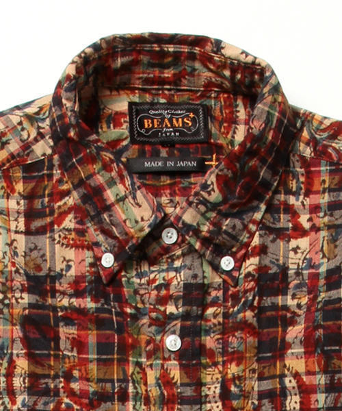 BEAMS PLUS（ビームスプラス）の「BEAMS PLUS / プリントマドラス ボタンダウンシャツ（シャツ/ブラウス・メンズ・ネイビー/グリーン/レッド・LARGE/SMALL/MEDIUM/X-LARGE）」の7枚目の写真
