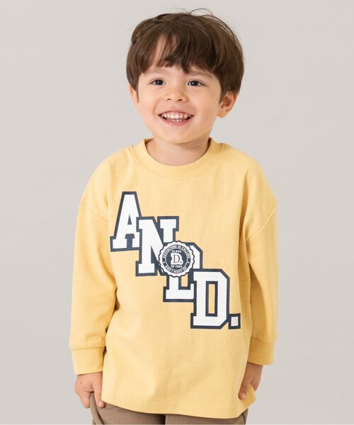and D. petit main（アンドディープティマイン）の「【USAコットン】ANDロゴカレッジワイドロンT（Tシャツ/カットソー・キッズ・ライトピンク/ブルーグレー/トップグレー/イエロー/チャコール・130cm/120cm/140cm/110cm/90cm/100cm）」の5枚目の写真