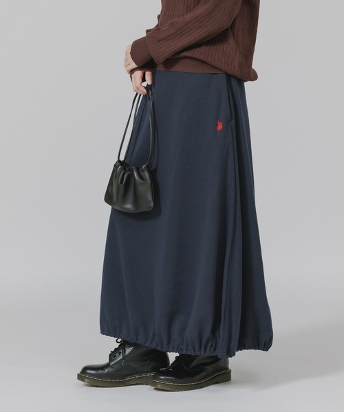 U.S. POLO ASSN.（ユーエスポロアッスン）の「U.S. POLO ASSN./ユーエスポロアッスン スウェット生地 ブランドロゴ バルーンスカート（スカート・レディース・ネイビー/ブラック/杢グレー・M/L）」の3枚目の写真
