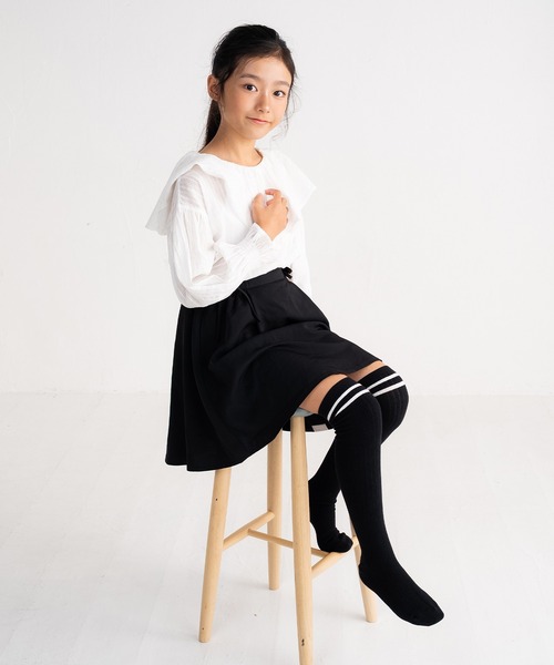 stample(スタンプル)の「リボン・刺繍・ライン ニーハイソックス(ソックス/靴下・キッズ・C/D/E/F/A/B・ONE SIZE)」の1枚目の写真