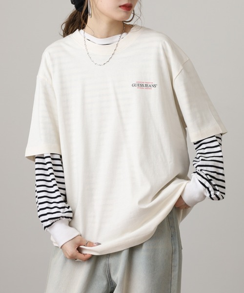 GUESS JEANS(ゲスジーンズ)の「GUESS JEANS GJ SS CN OS AMERICAN TRAD TEE ゲス オーバーサイズ・アメリカン・トラディション・Tシャツ(Tシャツ/カットソー・メンズ・ネイビー/オフホワイト/グレー・XL/L/M)」の9枚目の写真