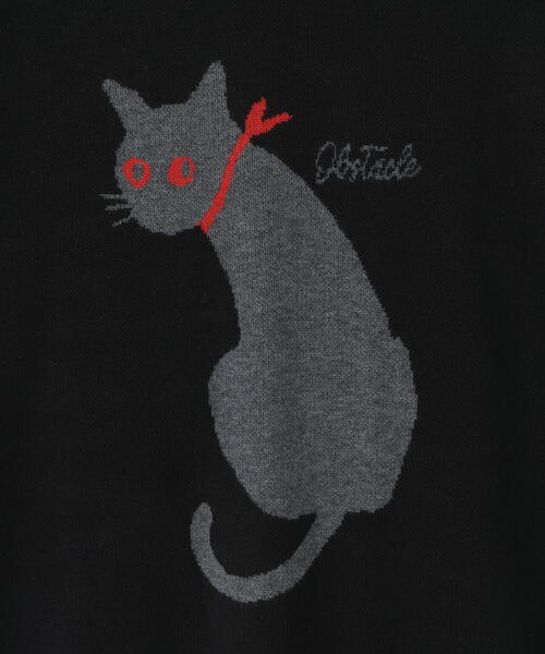 DANKE SCHON(ダンケシェーン)の「【WEB&DEPOT限定】DankeSchon/ダンケシェーン/W Jacquard CAT KNIT(ニット/セーター・レディース・レッド/チャコールグレー/グレー・L/M/XL)」の12枚目の写真