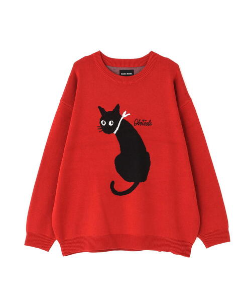 DANKE SCHON(ダンケシェーン)の「【WEB&DEPOT限定】DankeSchon/ダンケシェーン/W Jacquard CAT KNIT(ニット/セーター・レディース・レッド/チャコールグレー/グレー・L/M/XL)」の16枚目の写真