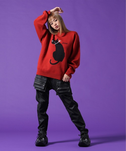 DANKE SCHON(ダンケシェーン)の「【WEB&DEPOT限定】DankeSchon/ダンケシェーン/W Jacquard CAT KNIT(ニット/セーター・レディース・レッド/チャコールグレー/グレー・L/M/XL)」の20枚目の写真