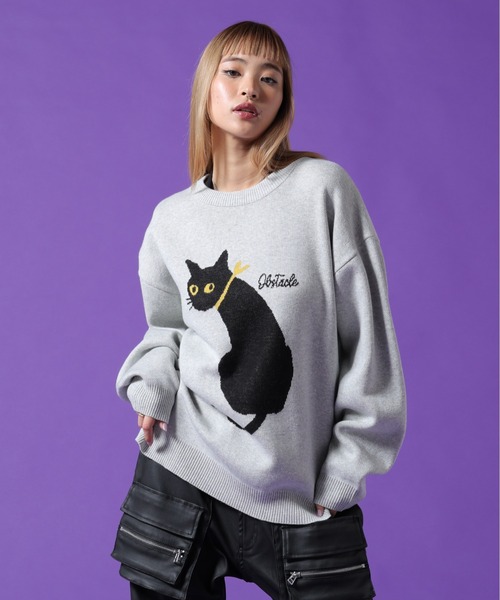 DANKE SCHON(ダンケシェーン)の「【WEB&DEPOT限定】DankeSchon/ダンケシェーン/W Jacquard CAT KNIT(ニット/セーター・レディース・レッド/チャコールグレー/グレー・L/M/XL)」の18枚目の写真