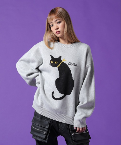 DANKE SCHON(ダンケシェーン)の「【WEB&DEPOT限定】DankeSchon/ダンケシェーン/W Jacquard CAT KNIT(ニット/セーター・レディース・レッド/チャコールグレー/グレー・L/M/XL)」の22枚目の写真