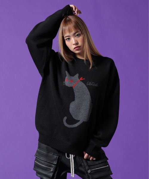 DANKE SCHON(ダンケシェーン)の「【WEB&DEPOT限定】DankeSchon/ダンケシェーン/W Jacquard CAT KNIT(ニット/セーター・レディース・レッド/チャコールグレー/グレー・L/M/XL)」の17枚目の写真