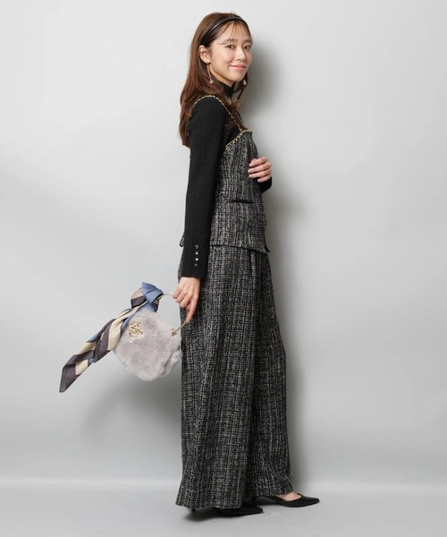 JUSGLITTY（ジャスグリッティー）の「チェーントリムツイードキャミ（シャツ/ブラウス・レディース・オフホワイト/ブラック・1/2）」の13枚目の写真