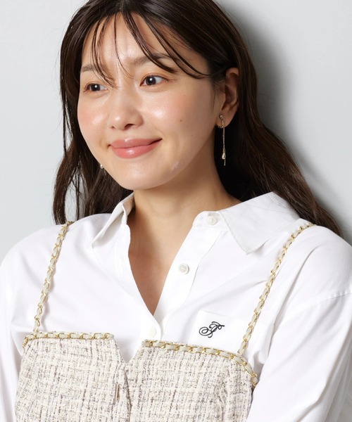 JUSGLITTY（ジャスグリッティー）の「チェーントリムツイードキャミ（シャツ/ブラウス・レディース・オフホワイト/ブラック・1/2）」の7枚目の写真